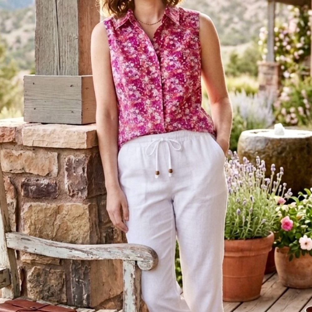Gap Y2K Floral Sleeveless ‘Stretch’ Button Down Like New!